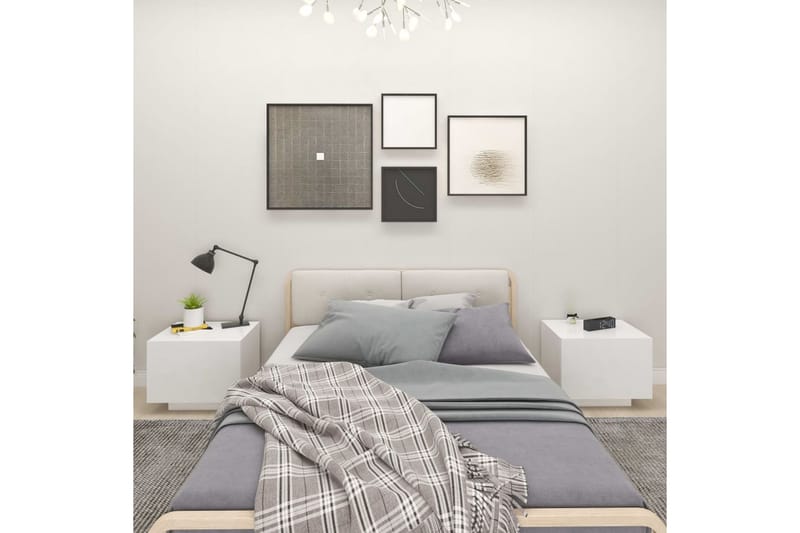 Yöpöytä valkoinen 100x35x40 cm lastulevy - Huonekalut - Pöytä & ruokailuryhmä - Apupöytä & sivupöytä - Yöpöytä