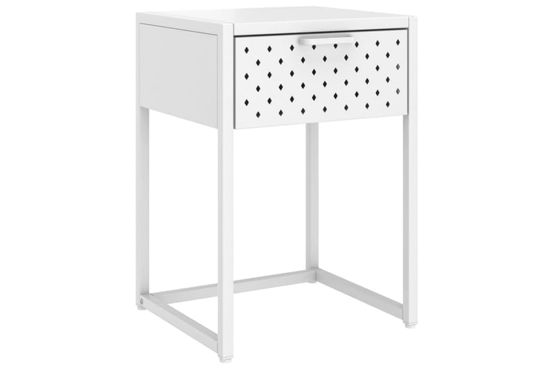 Yöpöytä valkoinen 38x35x54 cm teräs - Huonekalut - Pöytä & ruokailuryhmä - Apupöytä & sivupöytä - Yöpöytä