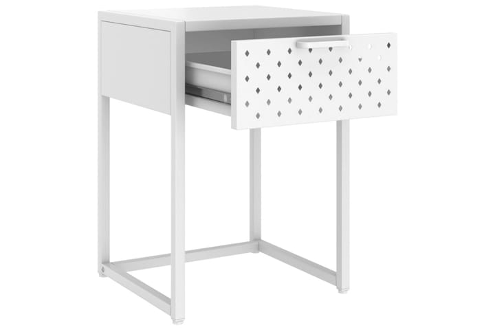 Yöpöytä valkoinen 38x35x54 cm teräs - Yöpöytä