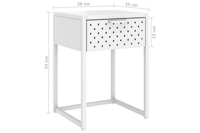 Yöpöytä valkoinen 38x35x54 cm teräs - Huonekalut - Pöytä & ruokailuryhmä - Apupöytä & sivupöytä - Yöpöytä