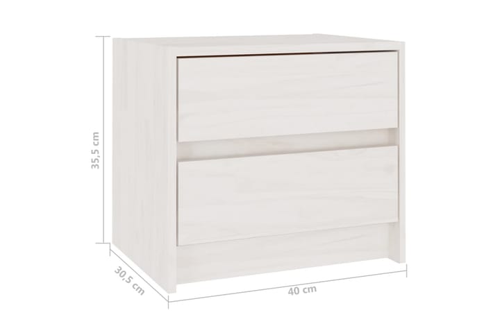 Yöpöytä valkoinen 40x30,5x35,5 cm täysi mänty - Valkoinen - Yöpöytä