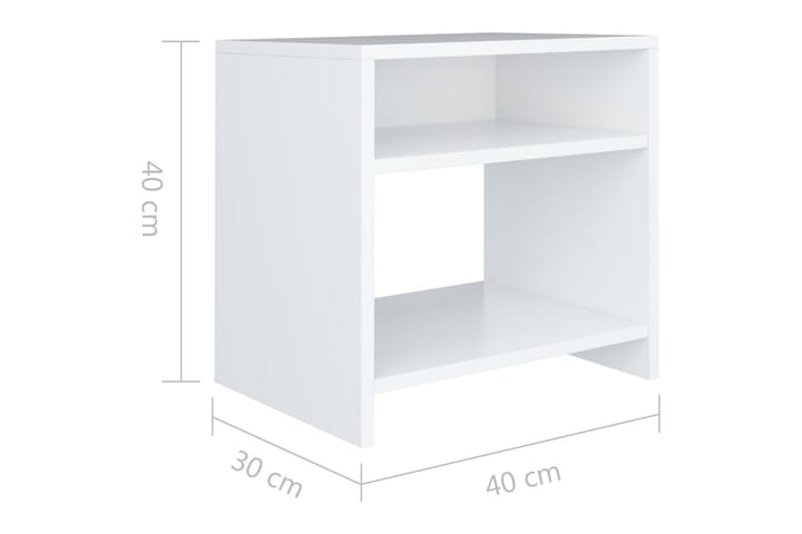 Yöpöytä valkoinen 40x30x40 cm lastulevy - Valkoinen - Yöpöytä