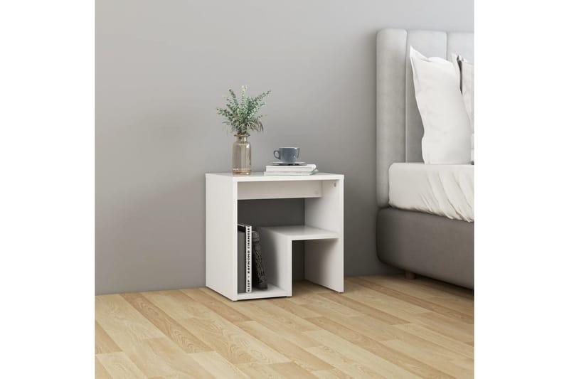 Yöpöytä valkoinen 40x30x40 cm lastulevy - Huonekalut - Pöytä & ruokailuryhmä - Apupöytä & sivupöytä - Yöpöytä