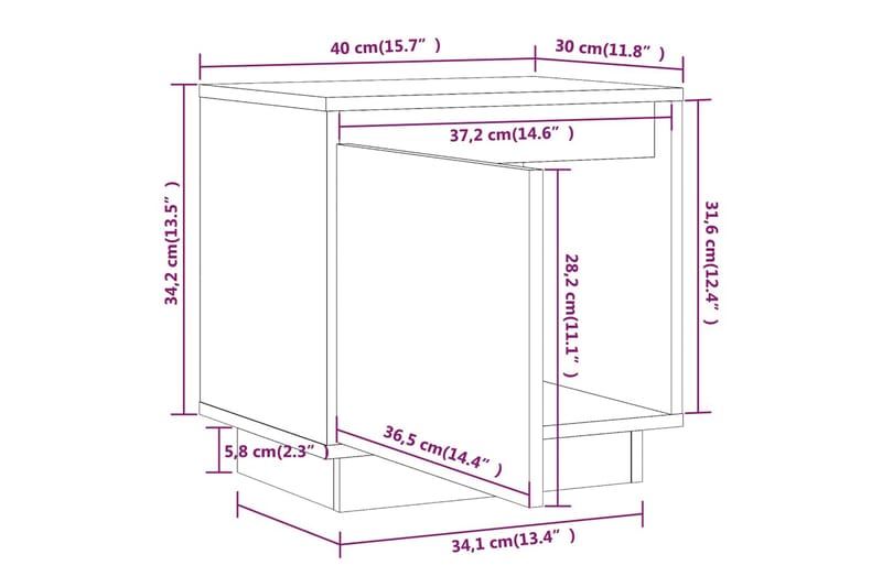 Yöpöytä valkoinen 40x30x40 cm täysi mänty - Valkoinen - Huonekalut - Pöytä & ruokailuryhmä - Apupöytä & sivupöytä - Yöpöytä