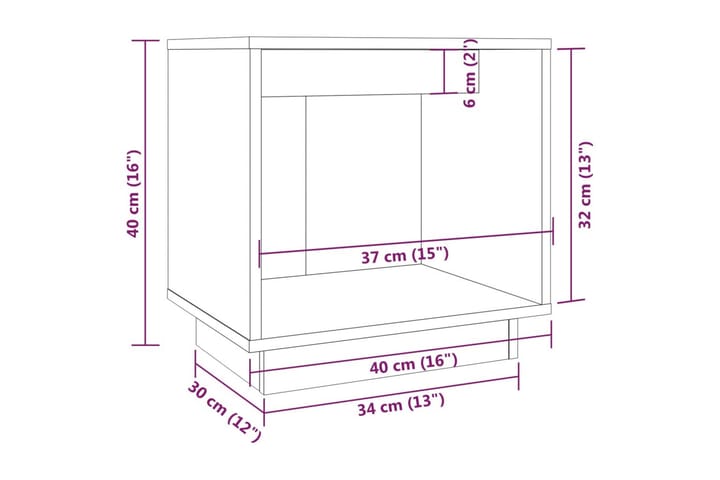 Yöpöytä valkoinen 40x30x40 cm täysi mänty - Valkoinen - Yöpöytä