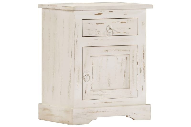 Yöpöytä valkoinen 40x30x50 cm täysi mangopuu - Huonekalut - Pöytä & ruokailuryhmä - Apupöytä & sivupöytä - Yöpöytä