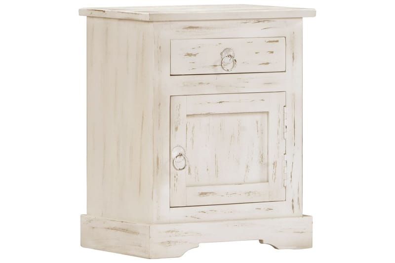 Yöpöytä valkoinen 40x30x50 cm täysi mangopuu - Huonekalut - Pöytä & ruokailuryhmä - Apupöytä & sivupöytä - Yöpöytä
