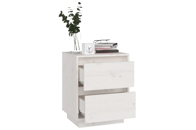 Yöpöytä valkoinen 40x35x50 cm täysi mänty - Valkoinen - Huonekalut - Pöytä & ruokailuryhmä - Apupöytä & sivupöytä - Yöpöytä