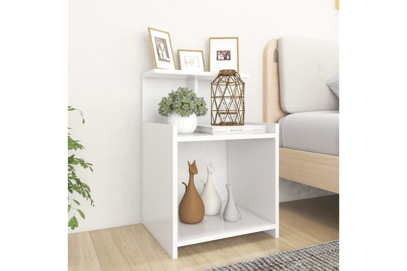Yöpöytä valkoinen 40x35x60 cm lastulevy - Huonekalut - Pöytä & ruokailuryhmä - Apupöytä & sivupöytä - Yöpöytä