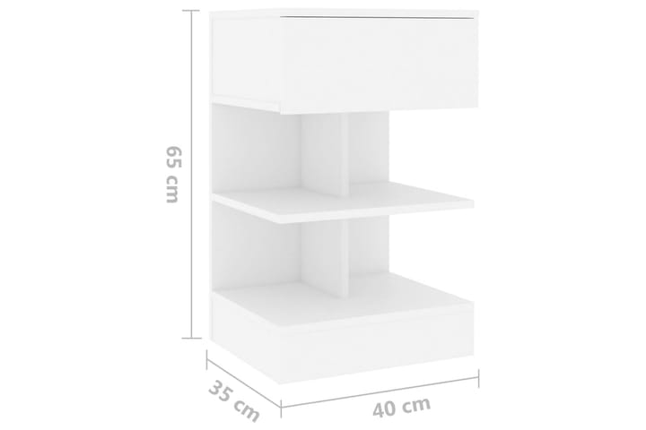 Yöpöytä valkoinen 40x35x65 cm lastulevy - Valkoinen - Yöpöytä