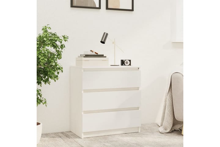 Yöpöytä valkoinen 60x36x64 cm täysi mänty - Valkoinen - Yöpöytä