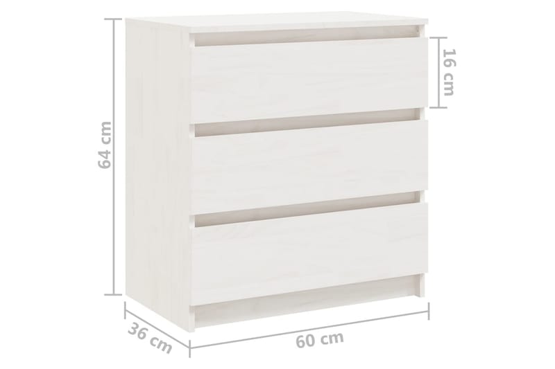 Yöpöytä valkoinen 60x36x64 cm täysi mänty - Valkoinen - Huonekalut - Pöytä & ruokailuryhmä - Apupöytä & sivupöytä - Yöpöytä