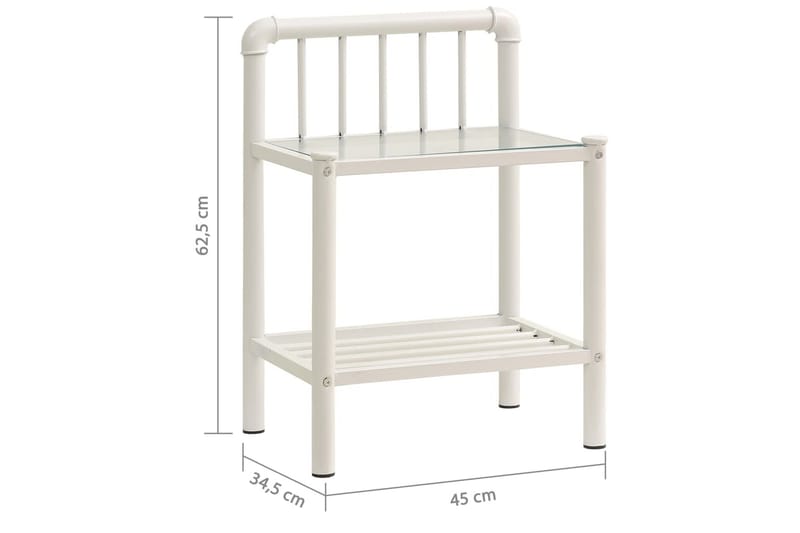 Yöpöytä valkoinen/läpinäkyvä 45x34,5x62,5 cm metalli ja lasi - Huonekalut - Pöytä & ruokailuryhmä - Apupöytä & sivupöytä - Yöpöytä