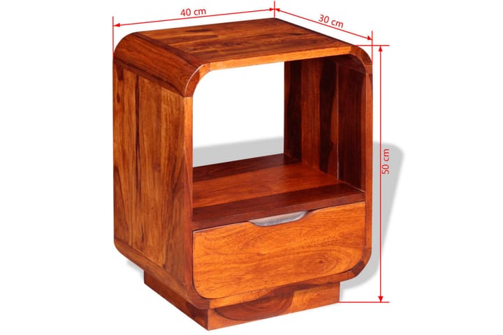 Yöpöytä vetolaatikolla 2 kpl Täysi seesampuu 40x30x50 cm - Ruskea - Yöpöytä