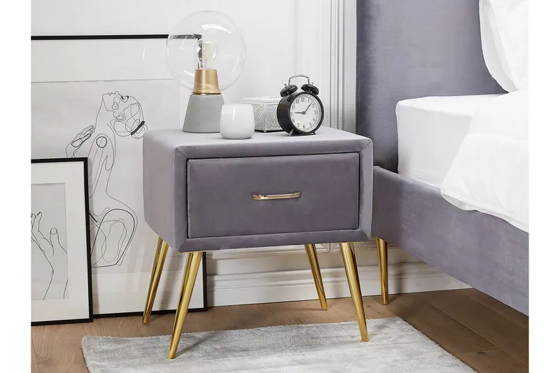 Yöpöytä Villeuif - Harmaa - Huonekalut - Pöytä & ruokailuryhmä - Apupöytä & sivupöytä - Yöpöytä