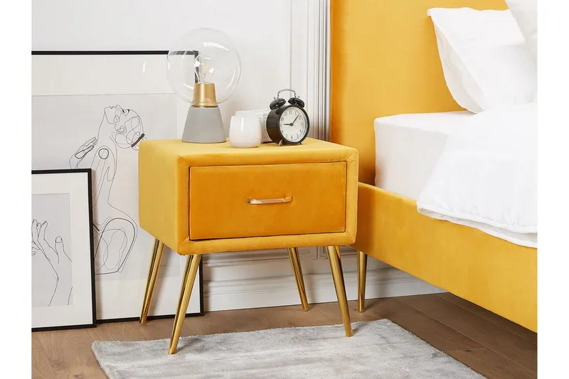 Yöpöytä Villeuif - Keltainen - Huonekalut - Pöytä & ruokailuryhmä - Apupöytä & sivupöytä - Yöpöytä