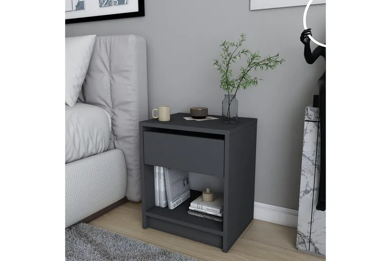 Yöpöytä Violaceae 44,6x52,8 cm - Antrasiitti - Huonekalut - Pöytä & ruokailuryhmä - Apupöytä & sivupöytä - Yöpöytä