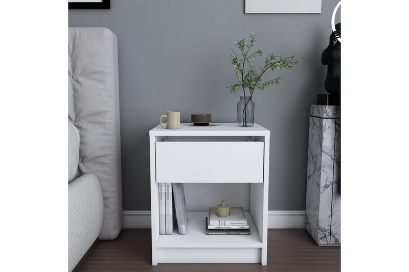 Yöpöytä Violaceae 44,6x52,8 cm - Valkoinen - Huonekalut - Pöytä & ruokailuryhmä - Apupöytä & sivupöytä - Yöpöytä