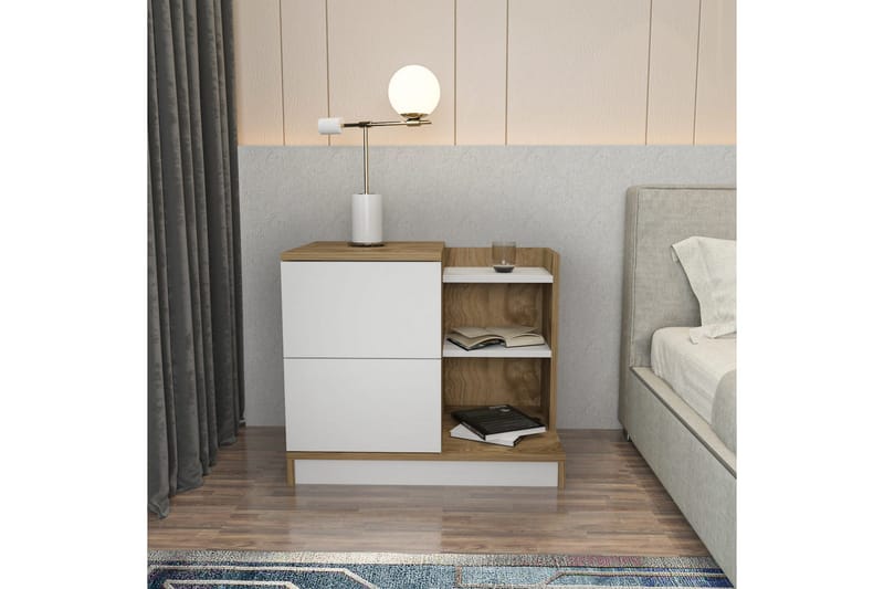 Yöpöytä Violaceae 72x60 cm - Valkoinen - Huonekalut - Pöytä & ruokailuryhmä - Apupöytä & sivupöytä - Yöpöytä