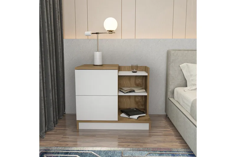 Yöpöytä Violaceae 72x60 cm - Valkoinen - Huonekalut - Pöytä & ruokailuryhmä - Apupöytä & sivupöytä - Yöpöytä