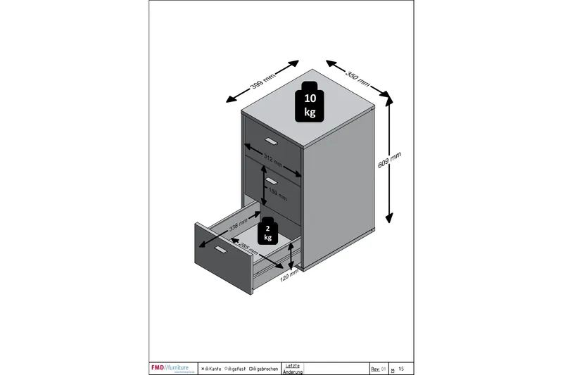 Yöpöytä Virginia Up 35 cm Säilytyksellä 3 laatikkoa - Valkoinen - Huonekalut - Pöytä & ruokailuryhmä - Apupöytä & sivupöytä - Yöpöytä