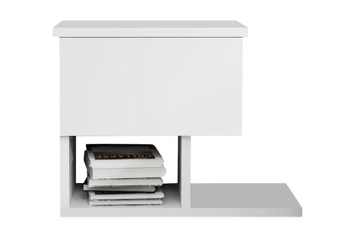 Yöpöytä Pangler 46 cm Säilytyksellä Laatikko+Hyllyt - Valkoinen - Yöpöytä