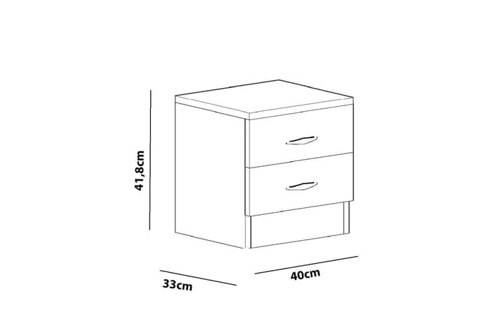 Yöpöytä Pangler 40 cm Säilytyksellä 2 laatikkoa - Valkoinen - Yöpöytä