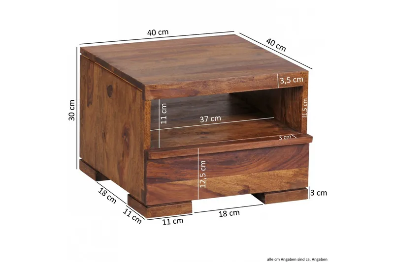 Yöpöytä Puyear 40 cm - Puu/Luonnonväri - Huonekalut - Pöytä & ruokailuryhmä - Apupöytä & sivupöytä - Yöpöytä