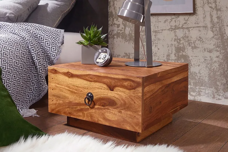 Yöpöytä Pesantes 40 cm Säilytyksellä Laatikko - Massiivi Puu - Huonekalut - Pöytä & ruokailuryhmä - Apupöytä & sivupöytä - Yöpöytä