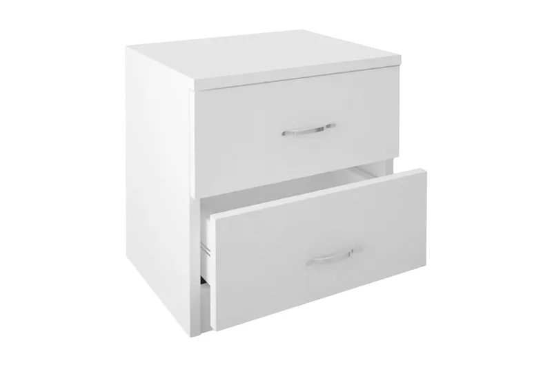 Yöpöytä Pangler 40 cm Säilytyksellä 2 laatikkoa, Valkoinen