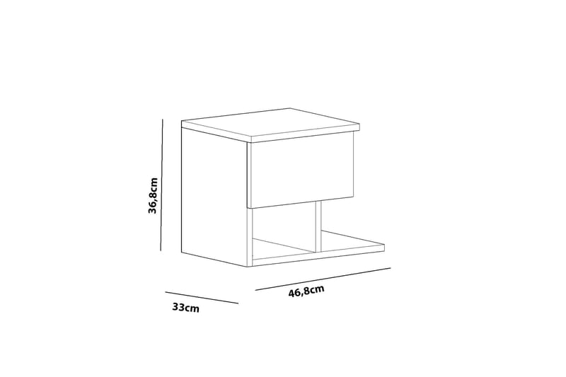 Yöpöytä Pangler 46 cm Säilytyksellä Laatikko+Hyllyt - Valkoinen - Yöpöytä