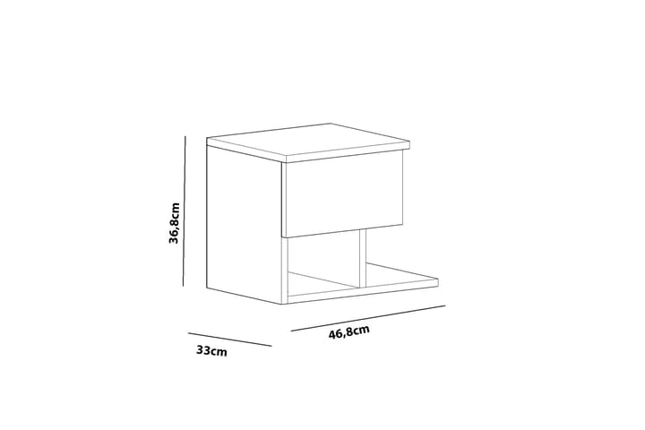 Yöpöytä Pangler 46 cm Säilytyksellä Laatikko+Hyllyt - Valkoinen - Yöpöytä