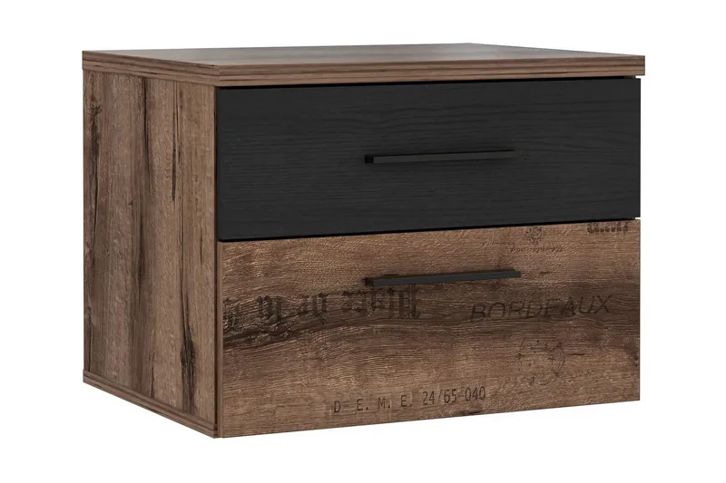 Yöpöytä Pitchcombe 52 cm Säilytyksellä 2 laatikkoa - Ruskea/Musta - Huonekalut - Pöytä & ruokailuryhmä - Apupöytä & sivupöytä - Yöpöytä