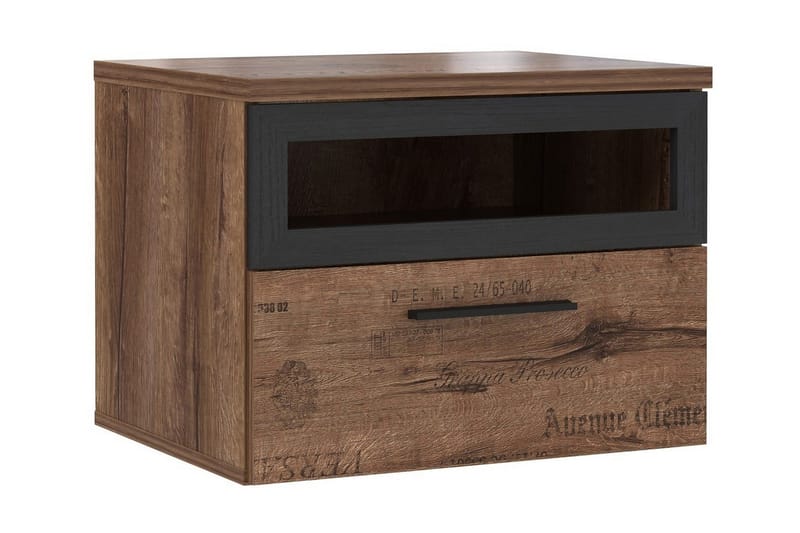 Yöpöytä Pitchcombe 52 cm Säilytyksellä Laatikko+Hylly - Ruskea/Musta - Huonekalut - Pöytä & ruokailuryhmä - Apupöytä & sivupöytä - Yöpöytä