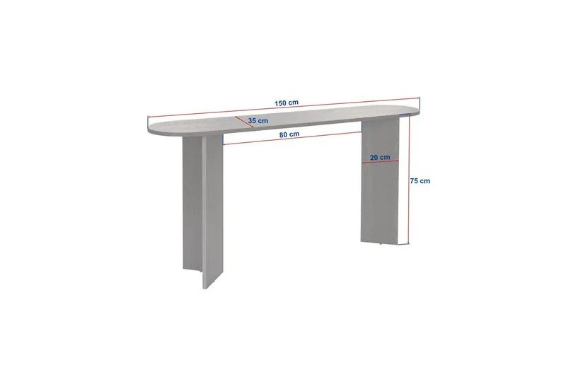 Yeno Konsolipöytä 150 cm - Harmaa - Huonekalut - Pöytä & ruokailuryhmä - Apupöytä & sivupöytä - Konsolipöytä