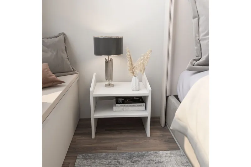 Zalric Yöpöytä 45 cm - Valkoinen - Huonekalut - Pöytä & ruokailuryhmä - Apupöytä & sivupöytä - Yöpöytä