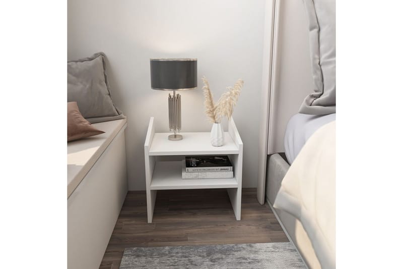 Zalric Yöpöytä 45 cm - Valkoinen - Huonekalut - Pöytä & ruokailuryhmä - Apupöytä & sivupöytä - Yöpöytä