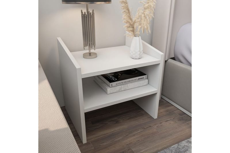 Zalric Yöpöytä 45 cm - Valkoinen - Huonekalut - Pöytä & ruokailuryhmä - Apupöytä & sivupöytä - Yöpöytä