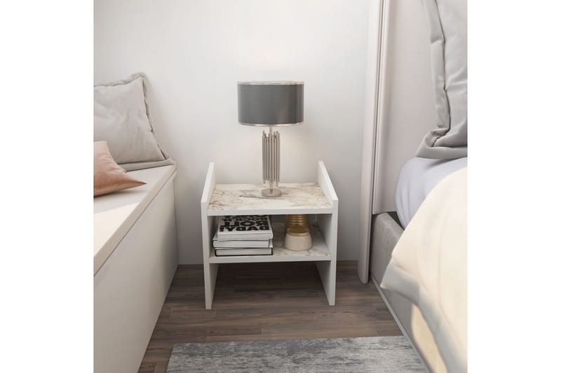 Zalric Yöpöytä 45 cm - Valkoinen - Huonekalut - Pöytä & ruokailuryhmä - Apupöytä & sivupöytä - Yöpöytä