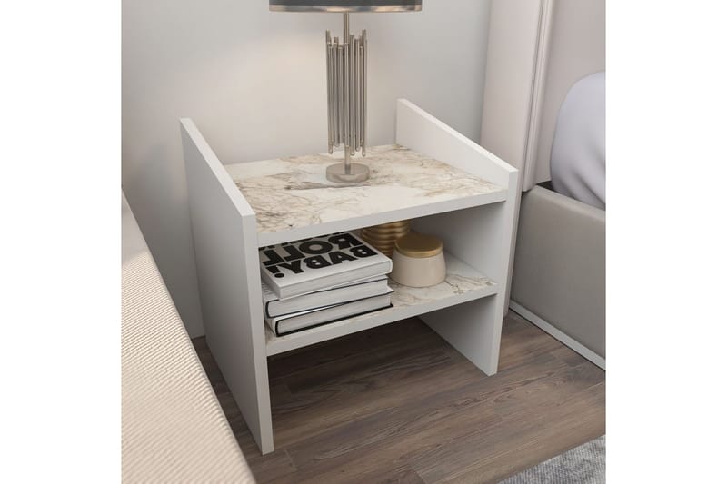 Zalric Yöpöytä 45 cm - Valkoinen - Huonekalut - Pöytä & ruokailuryhmä - Apupöytä & sivupöytä - Yöpöytä