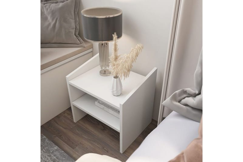 Zalric Yöpöytä 45 cm - Valkoinen - Huonekalut - Pöytä & ruokailuryhmä - Apupöytä & sivupöytä - Yöpöytä