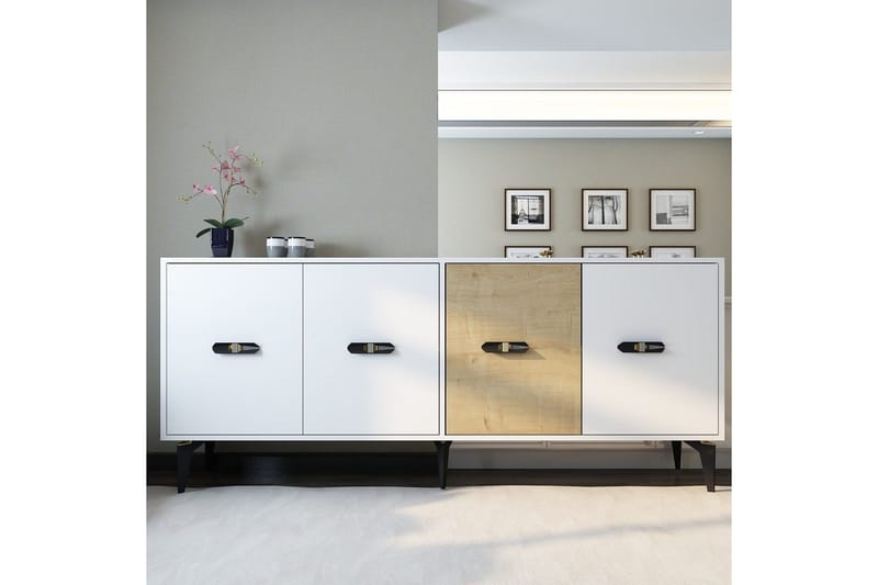 Zaven Konsolipöytä 180 cm - Valkoinen/Tammi - Huonekalut - Pöytä & ruokailuryhmä - Apupöytä & sivupöytä - Konsolipöytä