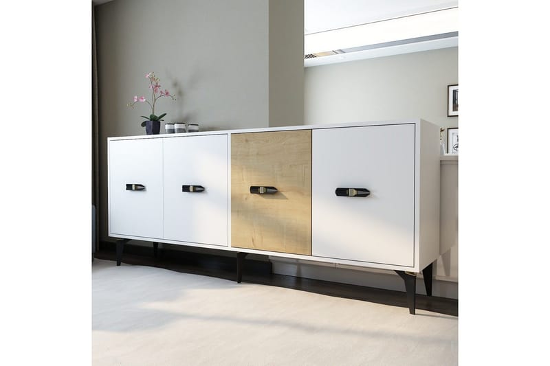 Zaven Konsolipöytä 180 cm - Valkoinen/Tammi - Huonekalut - Pöytä & ruokailuryhmä - Apupöytä & sivupöytä - Konsolipöytä