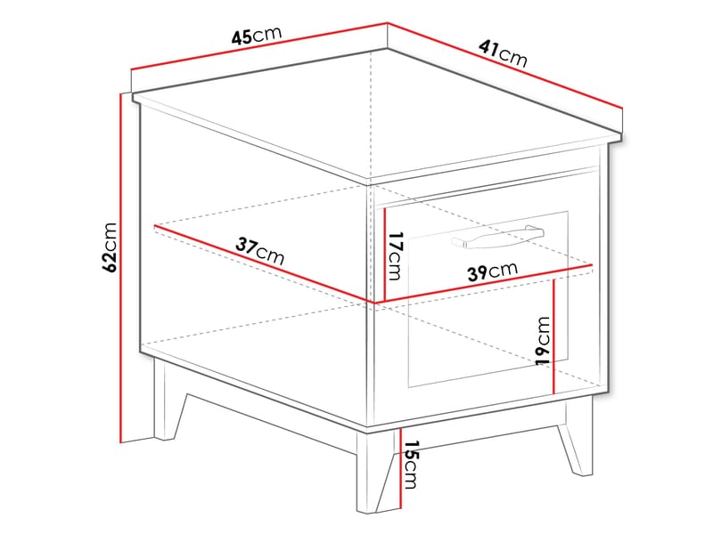 Zeylor Yöpöytä 45 cm - Huonekalut - Pöytä & ruokailuryhmä - Apupöytä & sivupöytä - Yöpöytä