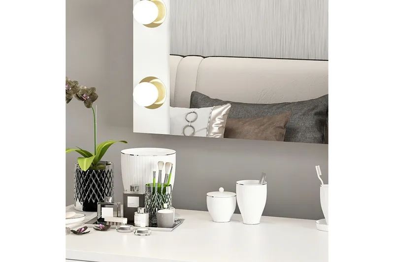 Armin Kampauspöytä 72 cm - Valkoinen - Huonekalut - Pöytä & ruokailuryhmä - Meikki- & kampauspöydät - Meikkipöytä valolla