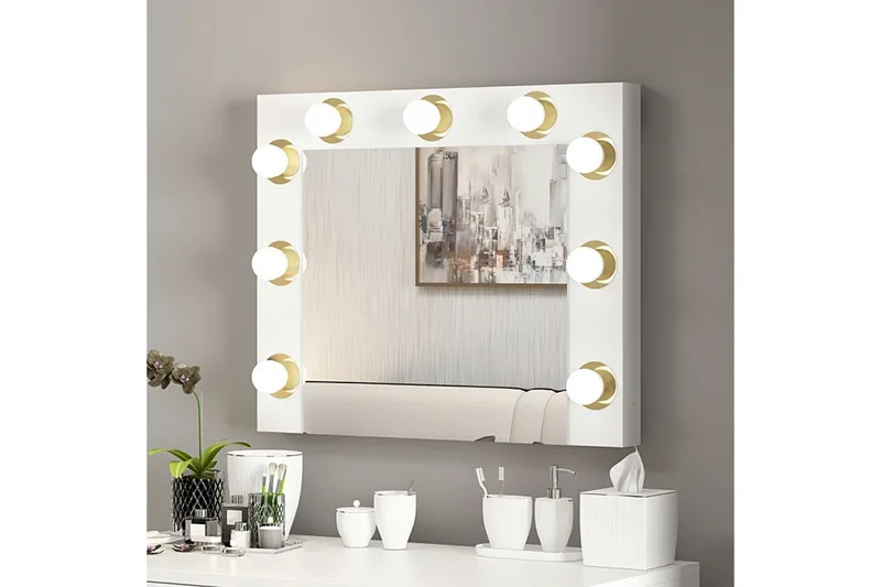 Armin Kampauspöytä 72 cm - Valkoinen - Huonekalut - Pöytä & ruokailuryhmä - Meikki- & kampauspöydät - Meikkipöytä valolla