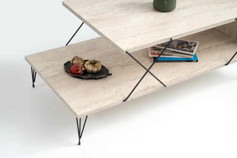 Artenay Sohvapöytä 100 cm - Musta/Marmori - Huonekalut - Pöytä & ruokailuryhmä - Marmoripöydät