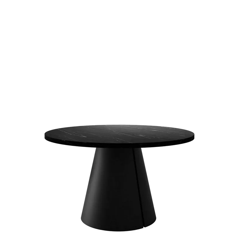 Aurion Pyöreä jatkettava ruokapöytä 120-196 cm, musta / musta marmori