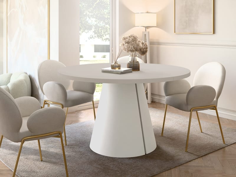 Aurion Pyöreä jatkettava ruokapöytä 100-174 cm - beige - Huonekalut - Pöytä & ruokailuryhmä - Ruokapöydät & keittiön pöydät