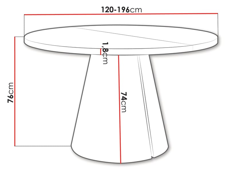 Aurion Pyöreä jatkettava ruokapöytä 120-196 cm - musta / musta marmori - Huonekalut - Pöytä & ruokailuryhmä - Ruokapöydät & keittiön pöydät